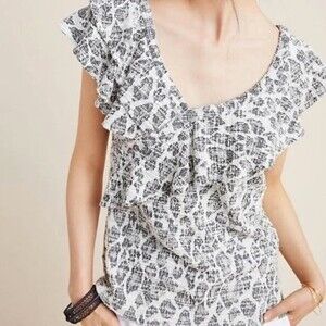 Anthropologie Dolan Left Coast Off One Shoulder Top L Short Sleeve B/W NWT B31